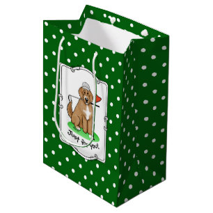 Sacola Para Presentes Média Goldendoodle Dog Jogando Golfe (whmk2 vermelho)