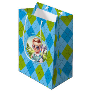 Sacola Para Presentes Média Golf Boy Festa de aniversário Argyle