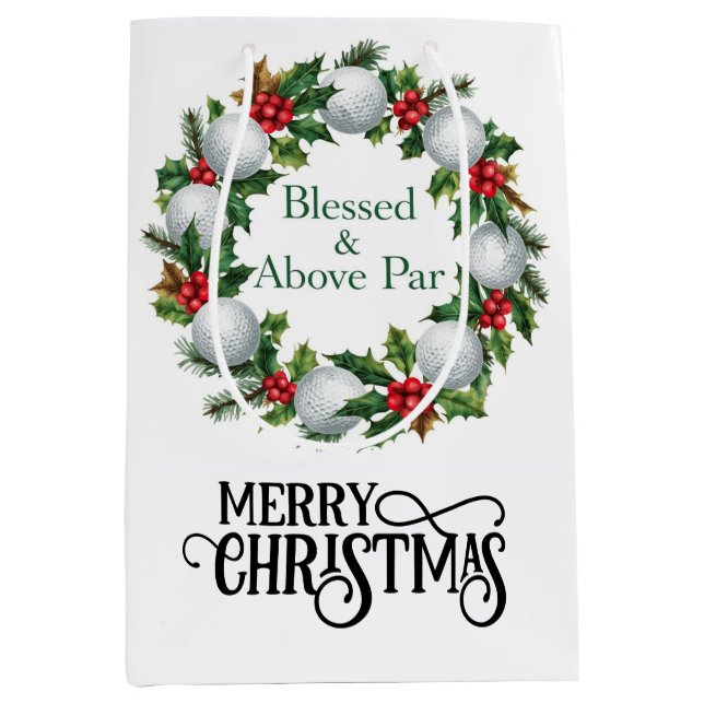 Sacola Para Presentes Média Golf Christmas themed with Wreath  (Frente)