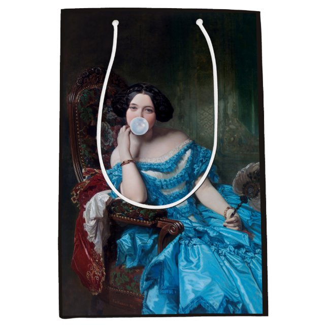 Sacola Para Presentes Média Goma-bolha Diva em cebola azul (Frente)