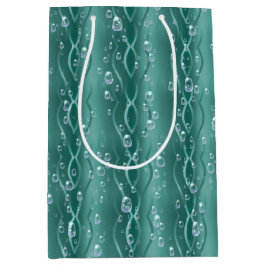 Sacola Para Presentes Média Gotas de chuva em metal verde