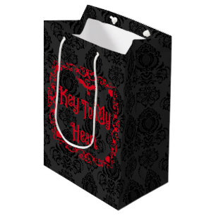 Sacola Para Presentes Média Goth Dia dos Namorados Chave Para o Meu Coração Ve