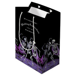 Sacola Para Presentes Média Gothic Purple Dancing Skeletons Favor do Casamento