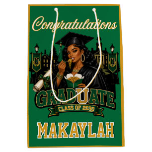 Sacola Para Presentes Média Grad U Comeu Mulher Negra Verde Dourado Graduação