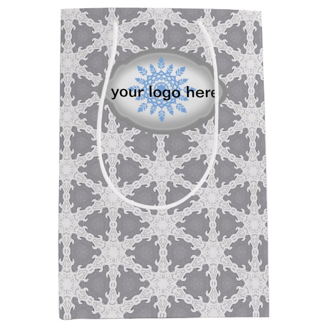 Sacola Para Presentes Média Grade Branca de Cinzas Congeladas (Frente)