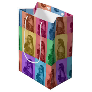 Sacola Para Presentes Média Grade de Fotografias Personalizadas Modernas com P