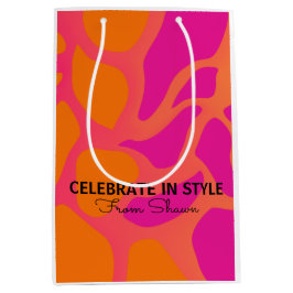 Sacola Para Presentes Média Gradiente Cor-de-Laranja e Rosa Quente Celebra no 