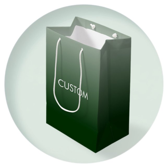 Sacola Para Presentes Média Gradiente Verde Monograma (Criador carregado)