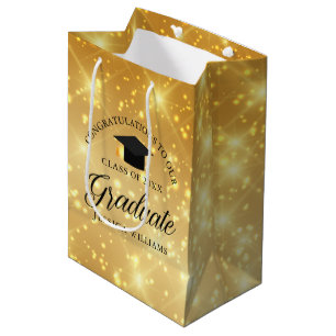 Sacola Para Presentes Média Graduação Personalizada Do Formando Sparkle Dourad