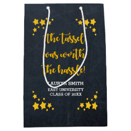 Sacola Para Presentes Média Graduação personalizada do giz estrela Dourado
