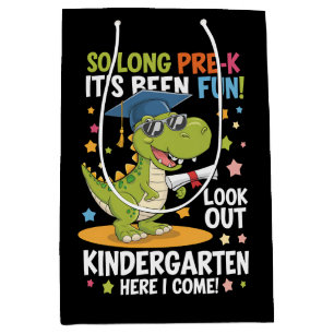 Sacola Para Presentes Média Graduado Pré-K Jardim de Infância Dinossauro T Rex