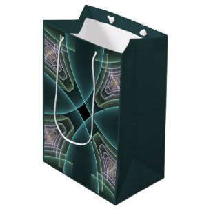 Sacola Para Presentes Média Gráfico de Arte Geométrica Teal Moderna