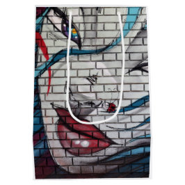 Sacola Para Presentes Média Grafite de Garota Asiática