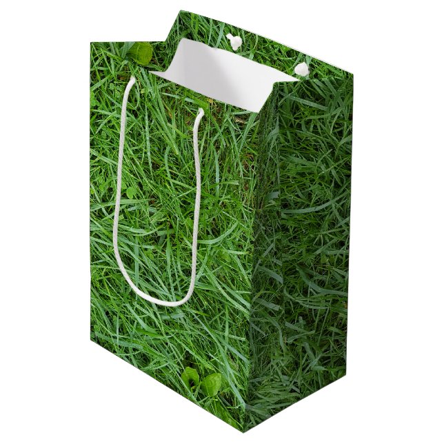 Sacola Para Presentes Média Grama Verde Molhada (Frente inclinada)