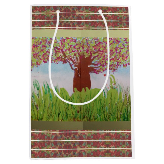 Sacola Para Presentes Média Grande Árvore de Bloqueio (Frente)