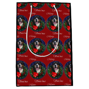 Sacola Para Presentes Média Grande Mtn Suíço Cachorro de Natal Gift Bag