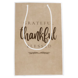 Sacola Para Presentes Média Grata Graças Abençoado Brown