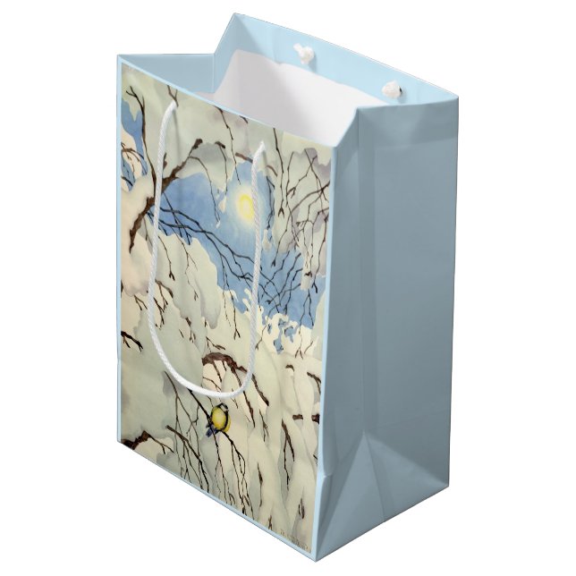 Sacola Para Presentes Média Great Tit - Theodor Severin Kittelsen (Frente inclinada)