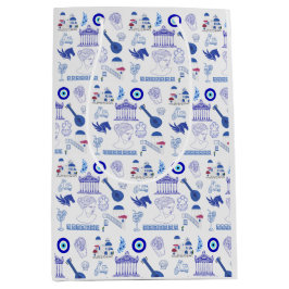 Sacola Para Presentes Média Greece Blue and White