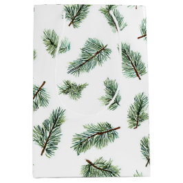 Sacola Para Presentes Média Green Christmas Pine Tree