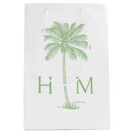 Sacola Para Presentes Média Green Coastal Palmetto Palm Monogram