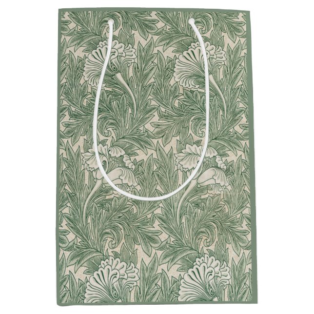 Sacola Para Presentes Média Green Tulips William Morris Gift Bag (Frente)