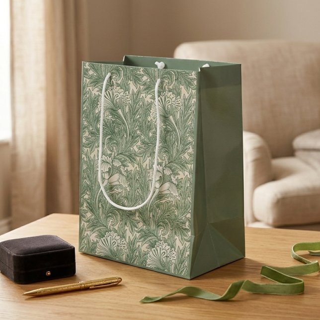 Sacola Para Presentes Média Green Tulips William Morris Gift Bag (Criador carregado)