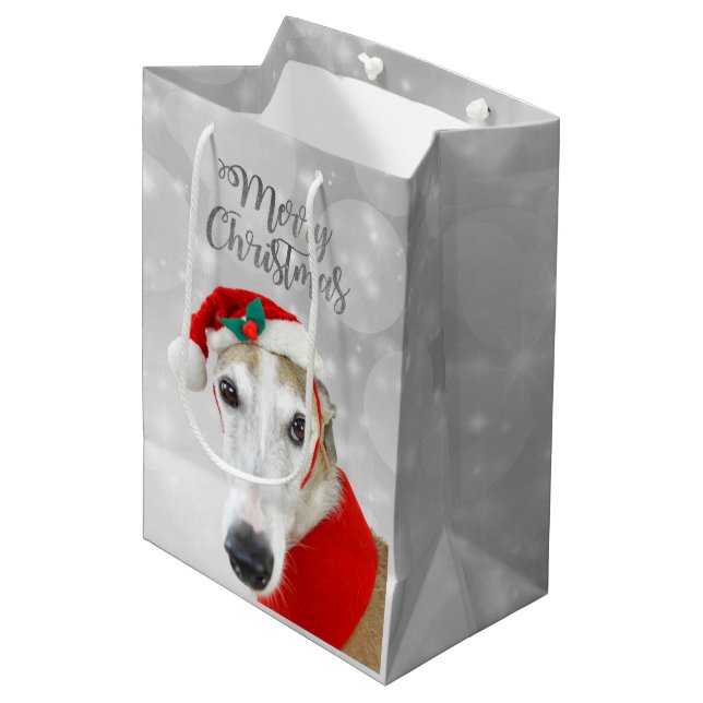 Sacola Para Presentes Média Greyhound Feliz Natal (Frente inclinada)
