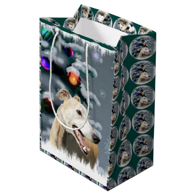 Sacola Para Presentes Média Greyhound Lovers Natal (Verso inclinado)