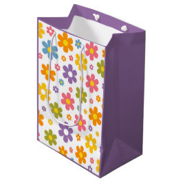 Sacola Para Presentes Média Groovy Flower Power (Roxo)