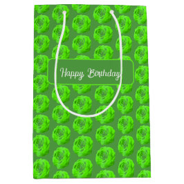 Sacola Para Presentes Média Grüne Rosenblüte – Florales 3D-Design -