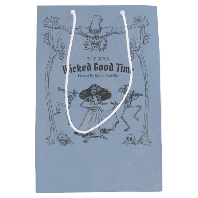 Sacola Para Presentes Média Grunge Retro Black Halloween Party (Frente)