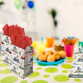 Sacola Para Presentes Média Grupos Pré-Históricos de Dinossauros Coloridos Con