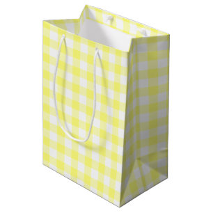 Sacola Para Presentes Média Guingão amarelo e branco