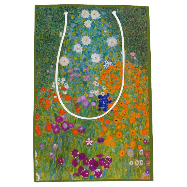 Sacola Para Presentes Média Gustav Klimt - Jardim Flor (Frente)