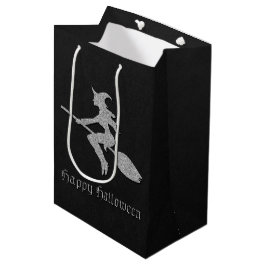 Sacola Para Presentes Média Halloween da Bruxa Voadora Silver