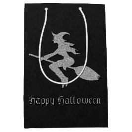 Sacola Para Presentes Média Halloween da Bruxa Voadora Silver