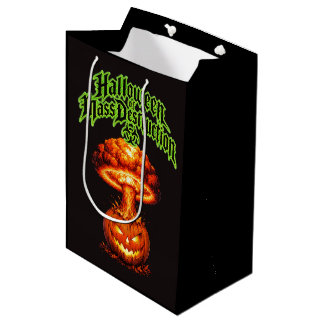 Sacola Para Presentes Média Halloween de Destruição Nuclear Abóbora-Lanterna