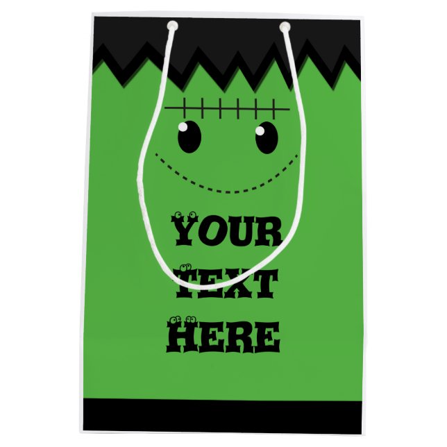 Sacola Para Presentes Média Halloween Green Frankenstein Bag Personalizada Bon (Verso)