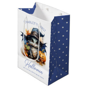Sacola Para Presentes Média Halloween Personalizável de Dragão-Bebê de Cores A