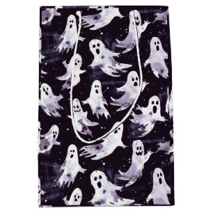Sacola Para Presentes Média Halloween Purple Ghosts Spooky Season