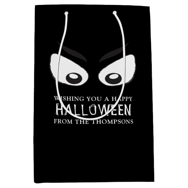 Sacola Para Presentes Média Halloween Spooky Scary Ghost Eyes Whimsical (Frente)