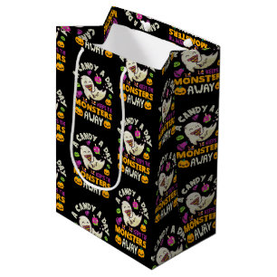 Sacola Para Presentes Média Halloween Um Docinho Por Dia Mantém Os Monstros Lo