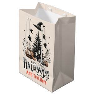 Sacola Para Presentes Média Hallowmas Halloween Mashup de Natal