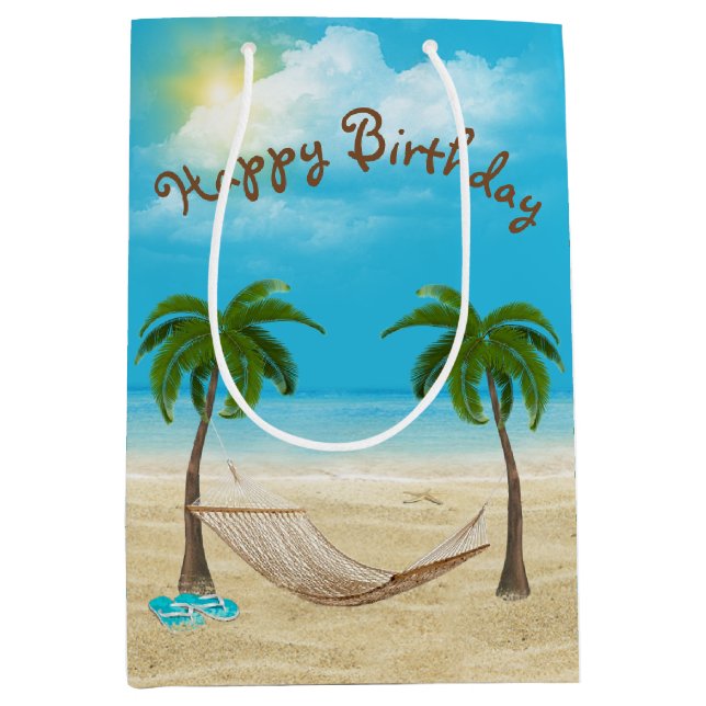 Sacola Para Presentes Média Hammock no Beach Birthday (Frente)
