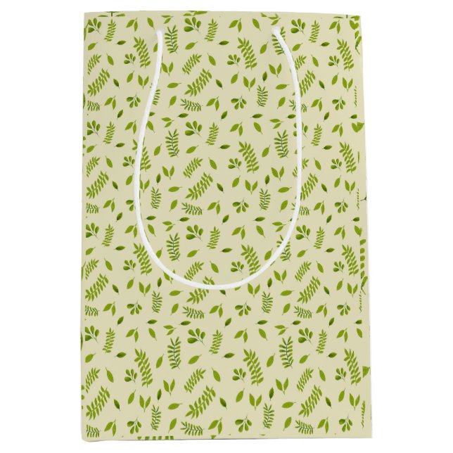 Sacola Para Presentes Média Hand-Drawn Botanical Nature Seamless Pattern  (Frente)