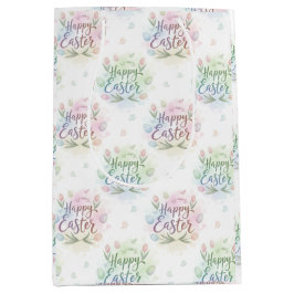 Sacola Para Presentes Média Hand-Lettered Happy Easter Watercolor