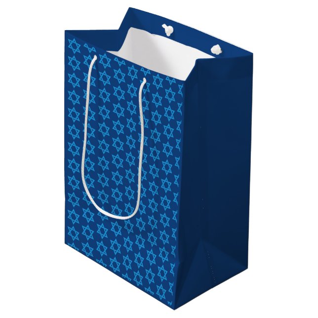 Sacola Para Presentes Média Hannukah White Star: David Gift Bag (Frente inclinada)