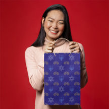 Hanukkah Dourada Dreidel Star de David Menorah Blu