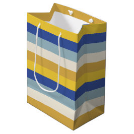 Sacola Para Presentes Média Hanukkah listras modernas em azul amarelo dourado 